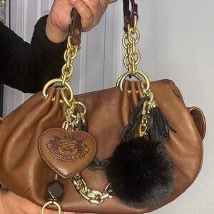 Juicy Couture Tan Leather Shoulder Bag with Gold Accents